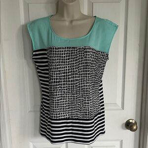 Calvin Klein Mint and Black Geometric Tank Top